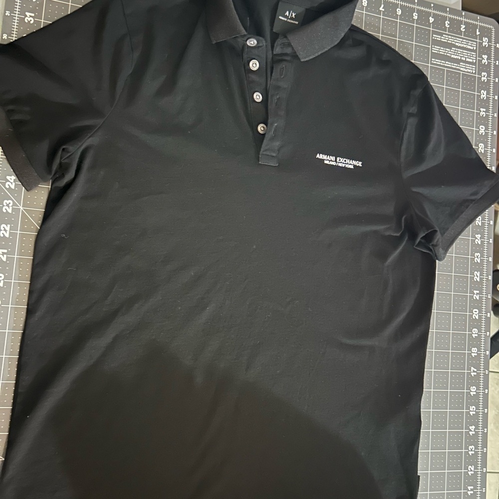 Armani Exchange Jet Black Polo Shirt